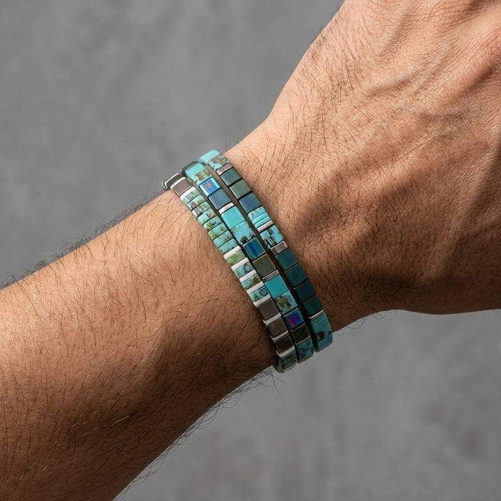 Parure Esmira - détail des couleurs et motifs en perles Miyuki Tila