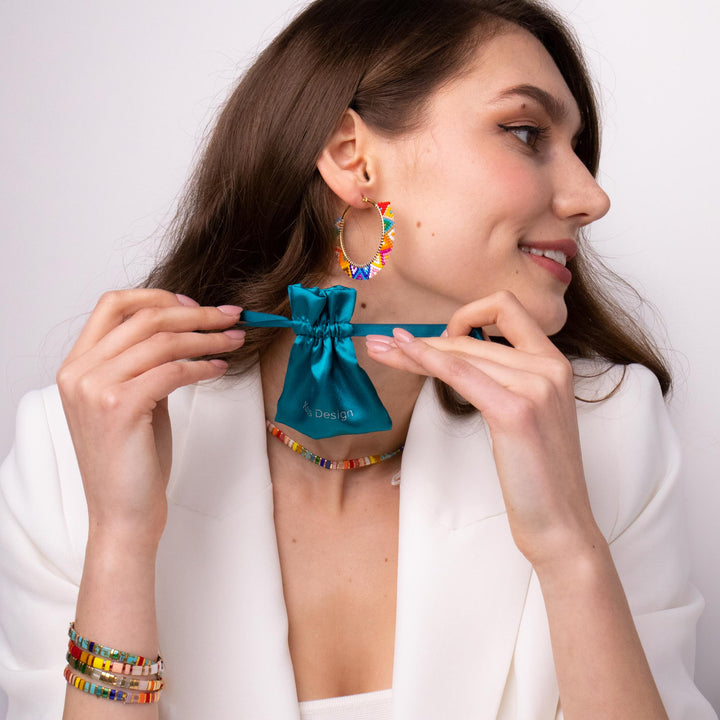 Ensemble Agathe (boucles d'oreilles Agathe, collier Liv et parure Rainbøw)