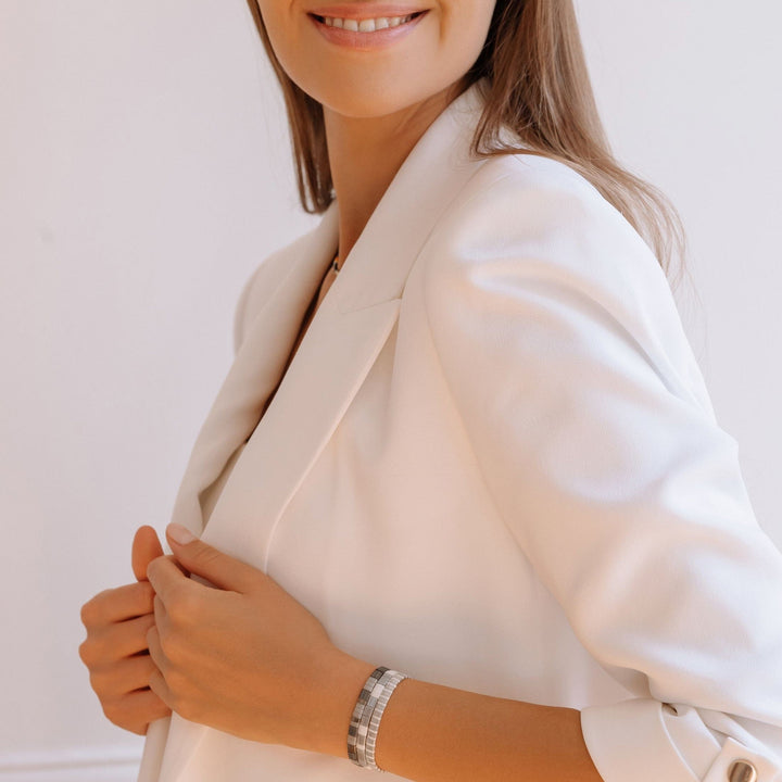 Parure Platine - bracelet en perles Miyuki porté au poignet